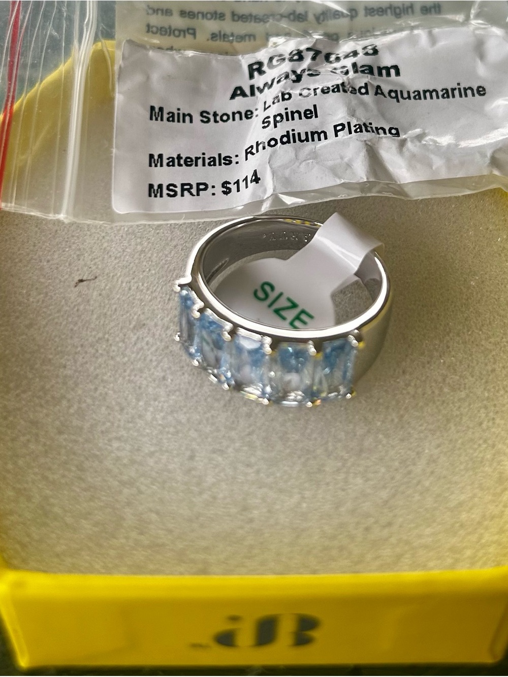 BP OG Rhodium-Plated Lab Created Aquamarine Marine